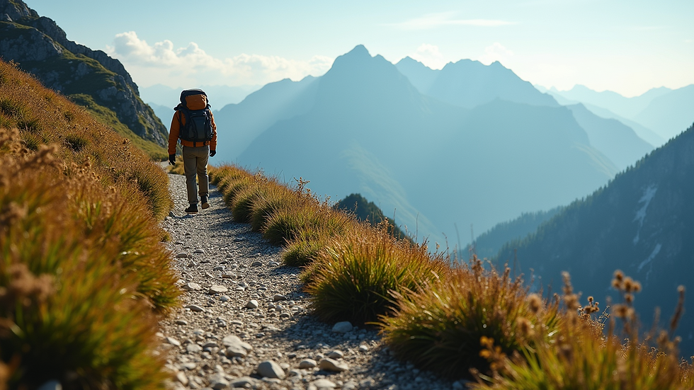 High angle view of a winding mountain trail