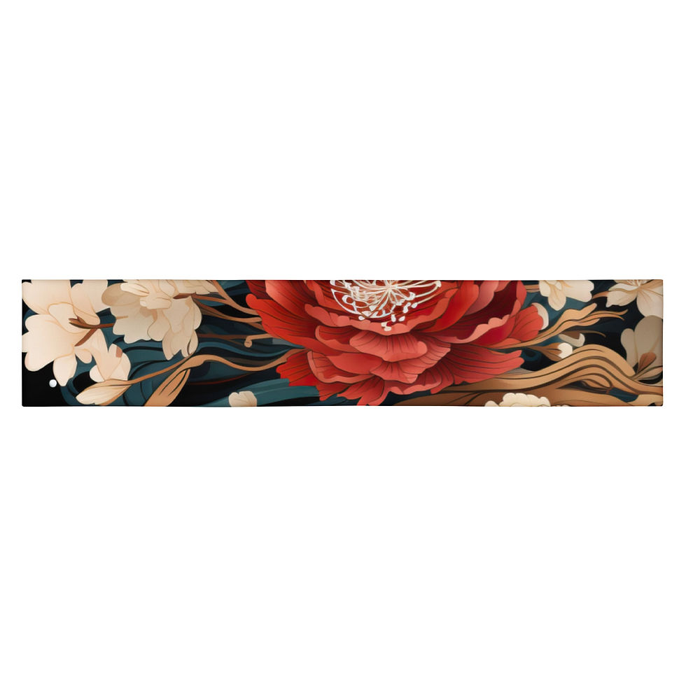 Thumbnail: Odd Path Headband - Japanese-style Waves and Flowers Pattern