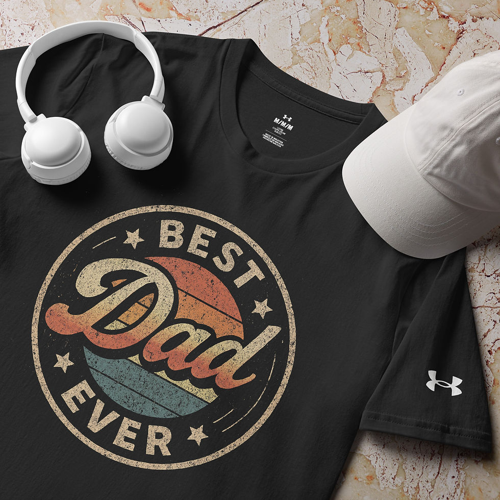 Under Armour t-shirt with graphic saying best dad ever.