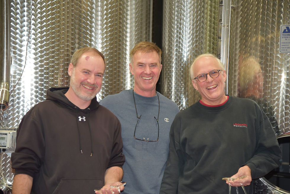 Linganore: Ray Mitcham, winemaker, Eric Aellen, Vineyard Manager, and Anthony Aellen, President
