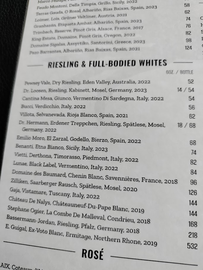 Part of the Truluck's wine list. Somewhere there is the answer...