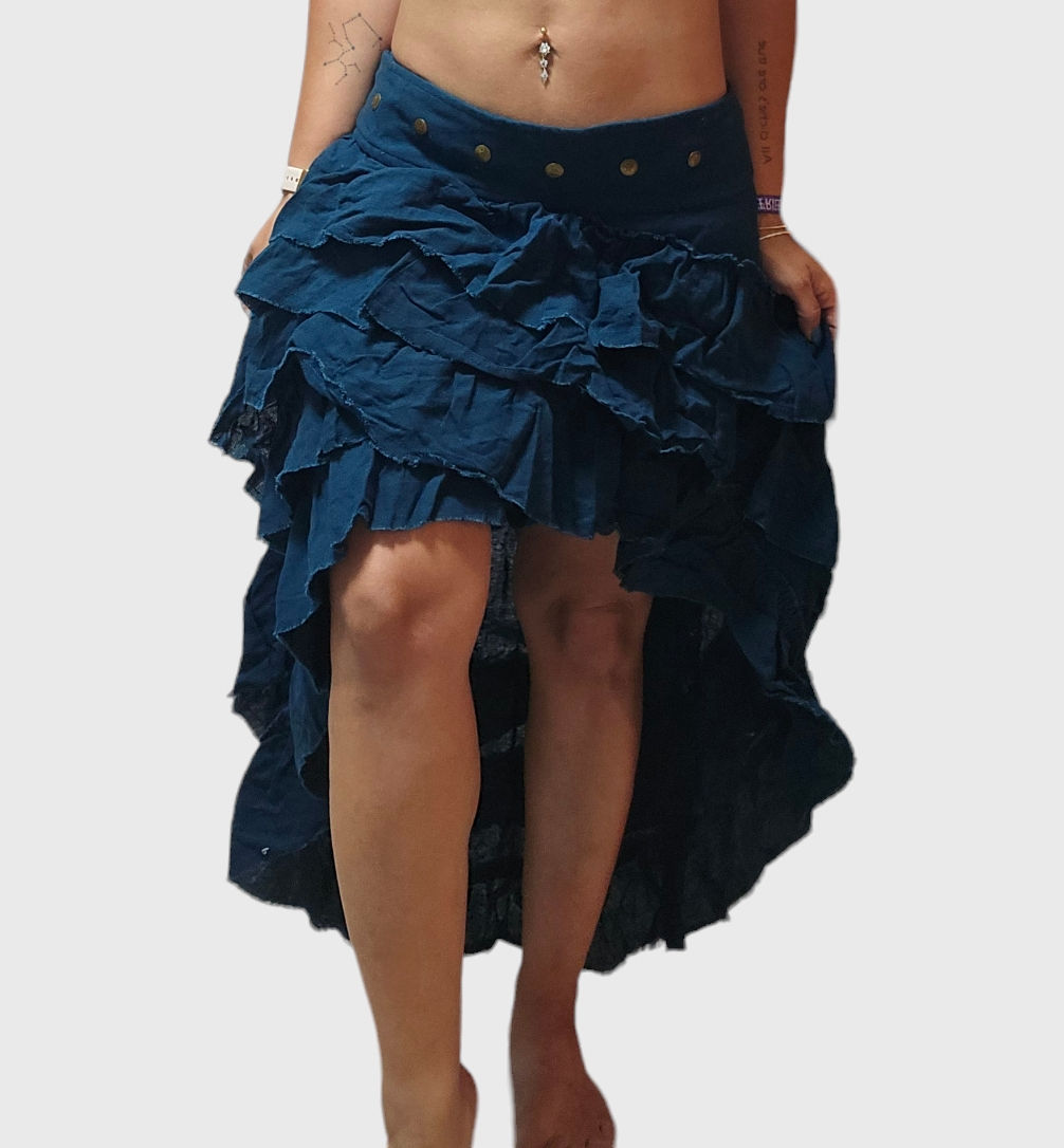 Blue cotton asymmetric skirt