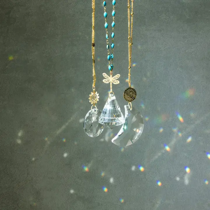 Thumbnail: Crystal suncatchers with light refractions