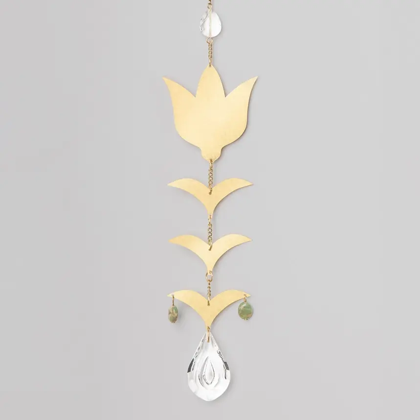 Thumbnail: Gold tulip suncatcher with crystal