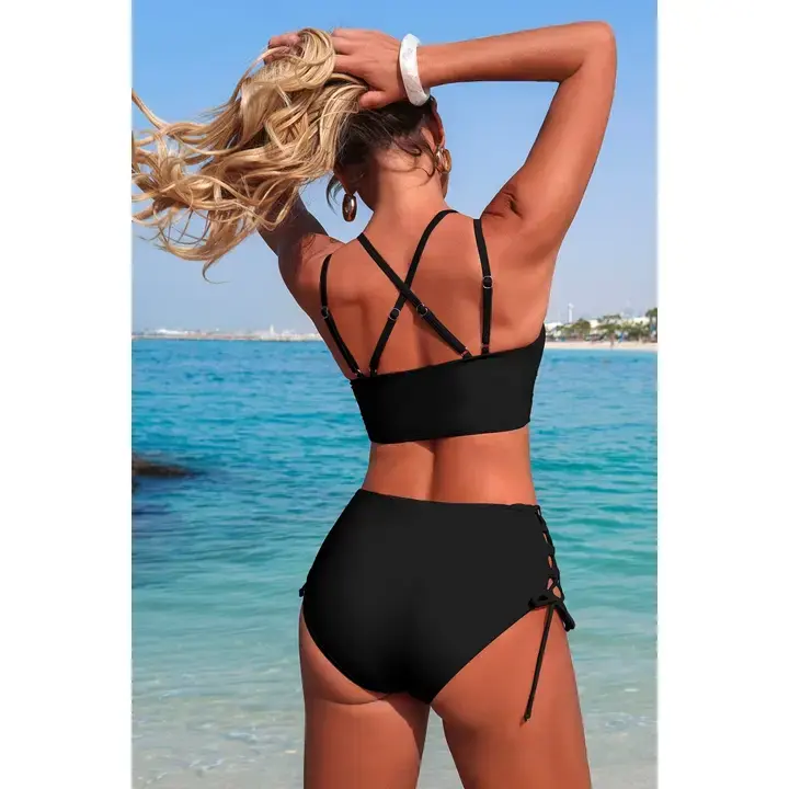 Thumbnail: High Waisted Cross Side Bikini Bottom