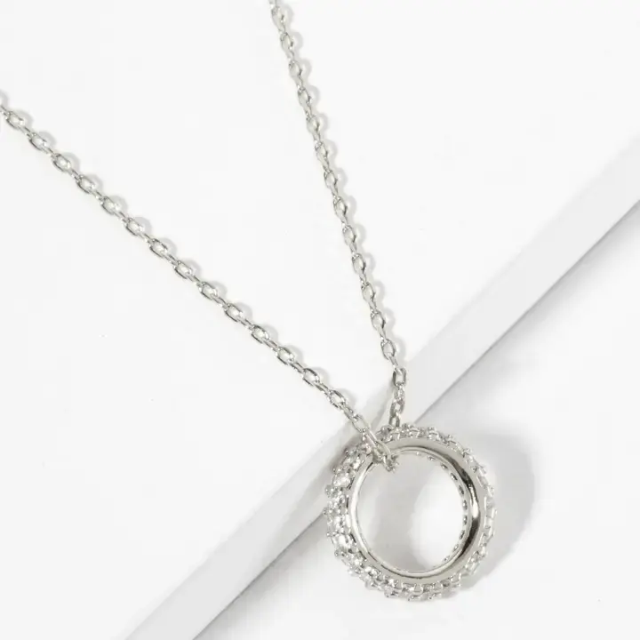 18K Gold-Dipped Cubic Zirconia Circle Pendant Necklace