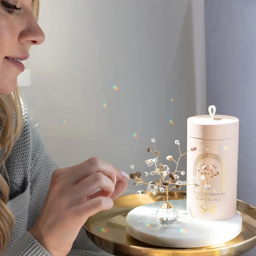 Thumbnail: Hands arranging decorative pearls around a product container