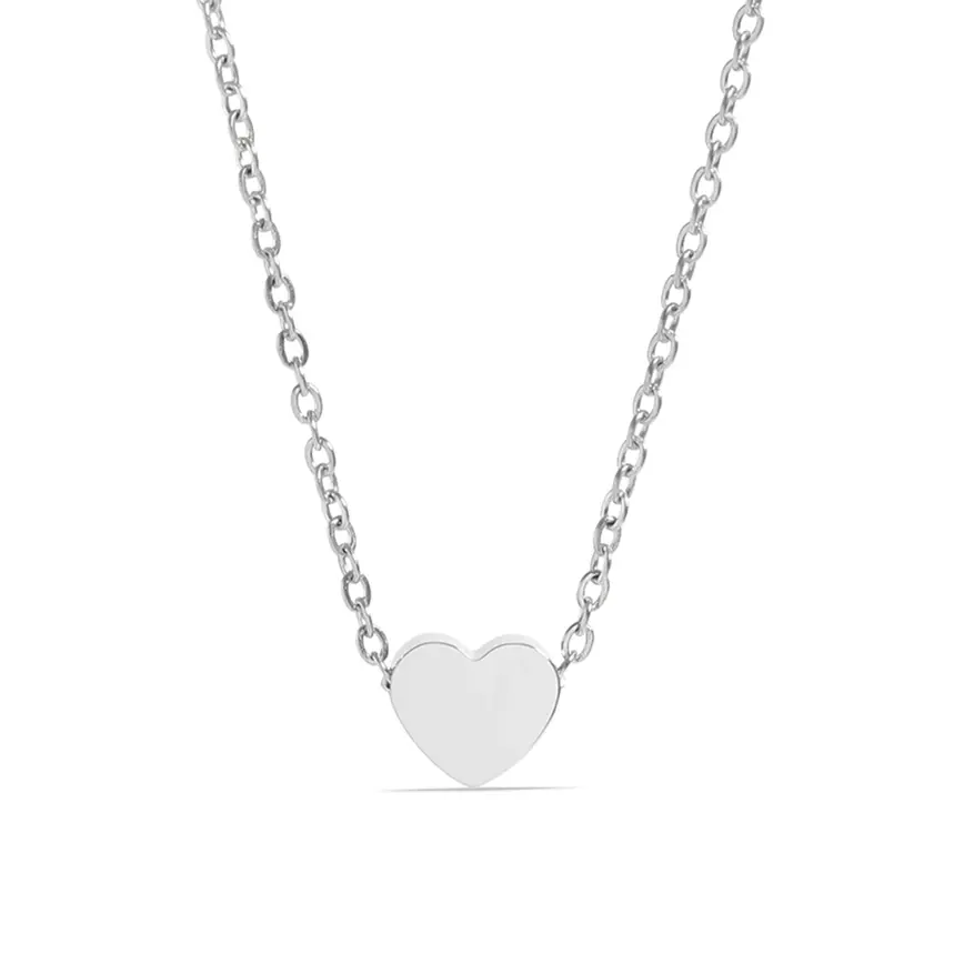 Thumbnail: Silver chain necklace with heart pendant