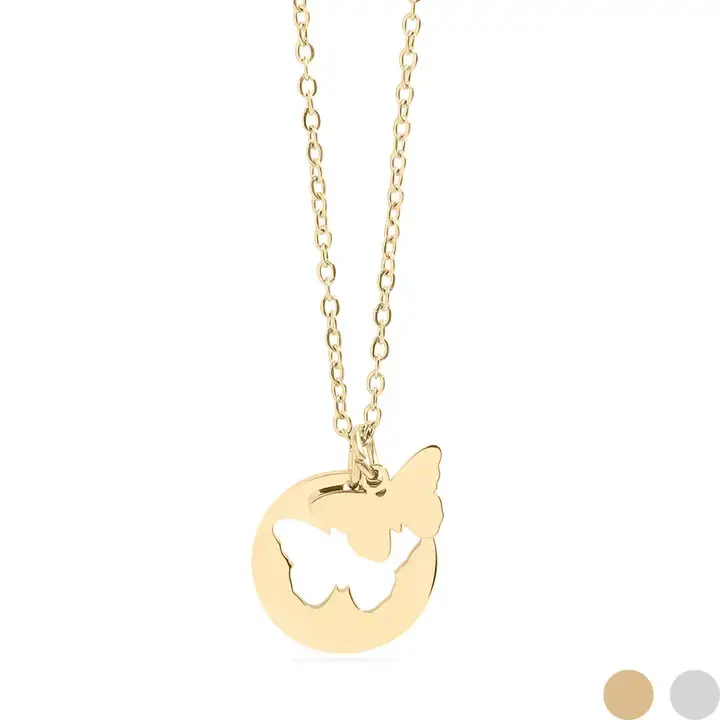 Thumbnail: 18K Gold PVD stainless steel butterfly cutout necklace