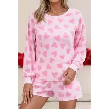 Valentine's Day Heart Shorts Pajama Set