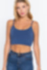 Blue Satin Wireless Bralette on model