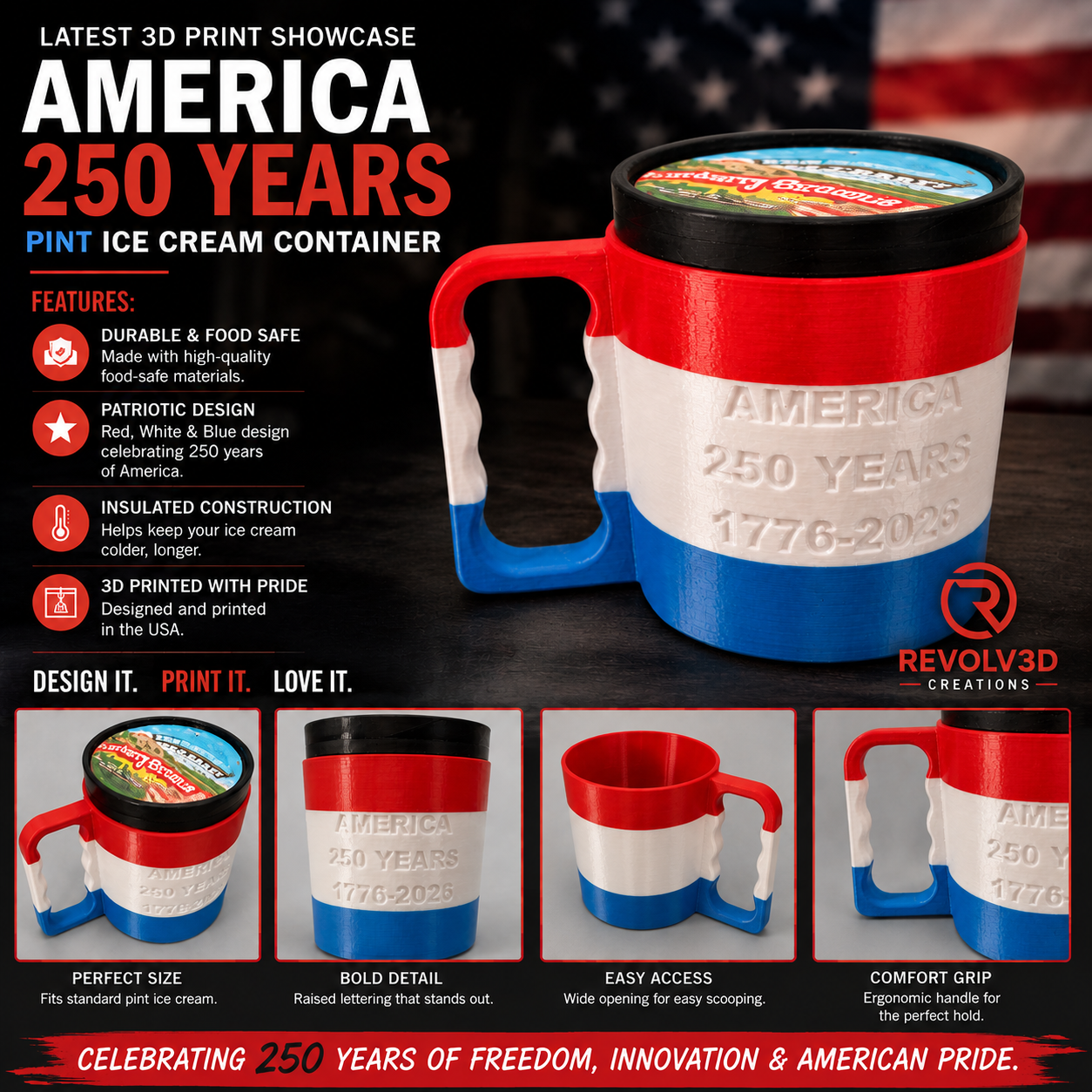 America’s 250th Anniversary Ice Cream Pint Holder
