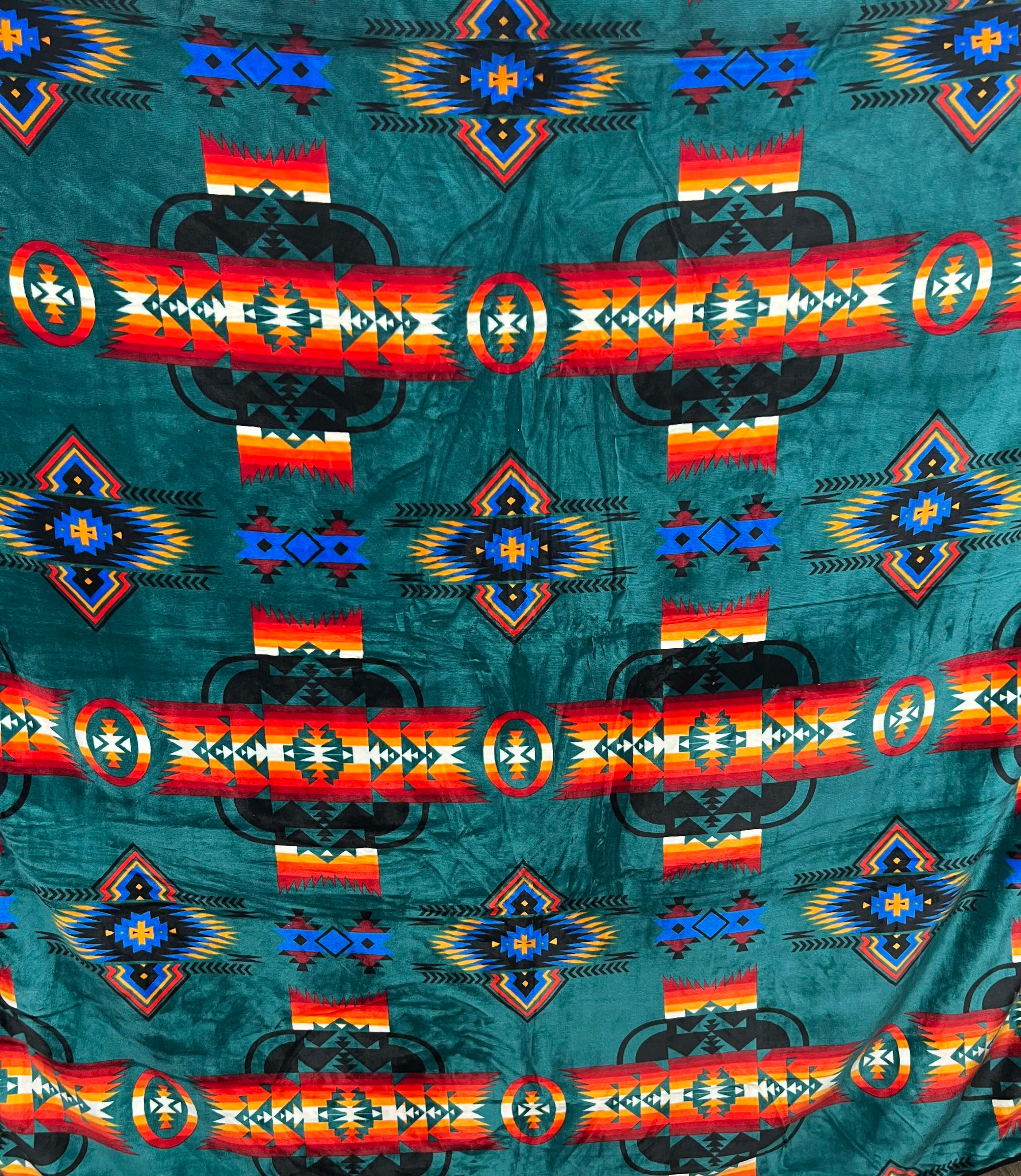 Large Orange Square Aztec Blanket (Pick Your Color)
