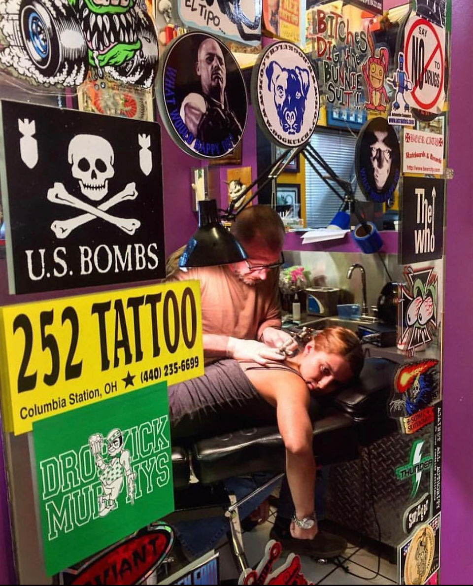 Legendary tattoo artist Troy Lane tattooing a client at Tattoos By Lou, Miami's Best #1 Tattoo Studio