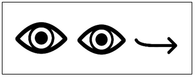simple illustration of eyes with arrow pointing away to the right.