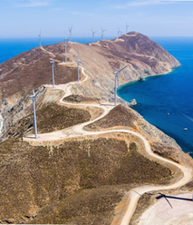 Beautiful photo of a wind farm. 