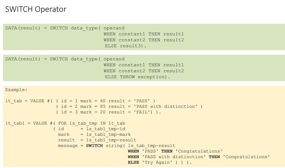 Abap Operators ABAP tricks #20/100: 😀 SWITCH Operator