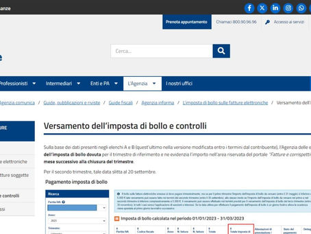 IMPOSTA DI BOLLO SU E-FATTURE – ENTRO IL 2 DICEMBRE SI VERSA IL TERZO TRIMESTRE
