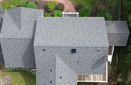 sterling-ma-roof-replacement-owens-corning-duration-williamsburg-gray-drone-shot-from-top_