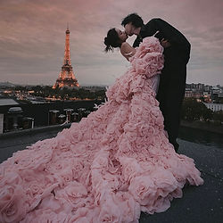 Photo Shooting terrace Eiffel Tower Sparkling, Paris, Fashion, couple