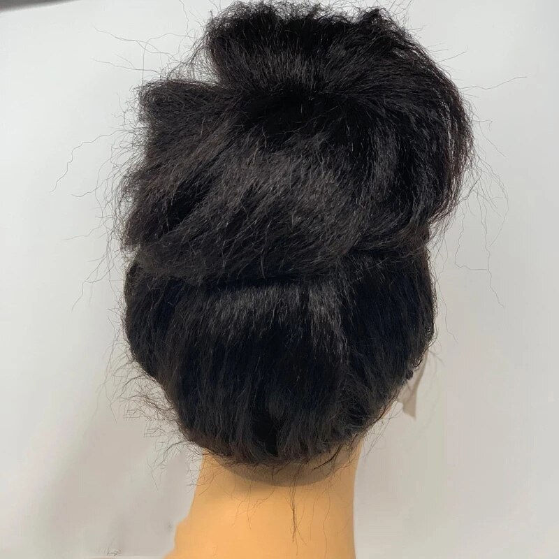 Thumbnail: Natural Black Soft Long 28inches 200Density Yaki Kinky Straight Deep Lace Front