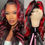 Thumbnail: Highlight Wig Synthetic Lace Wigs For Women Red With Black Body Wave Glueless P