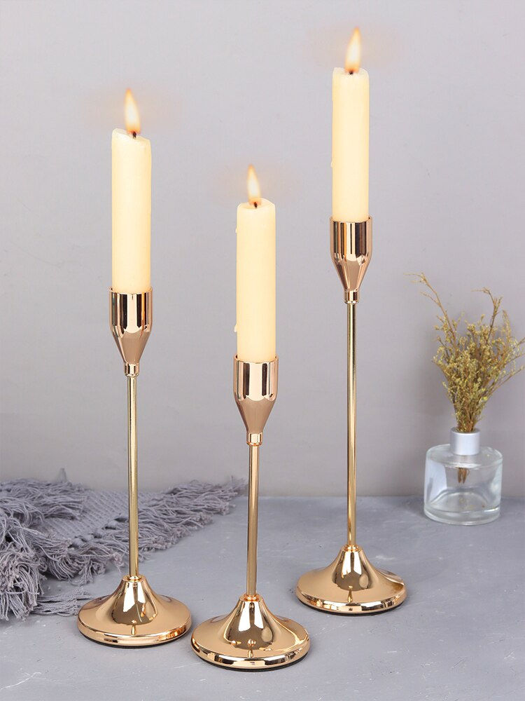 Thumbnail: 3Pcs/Set European Style Metal Candle Holders Candlestick Fashion Wedding Table 