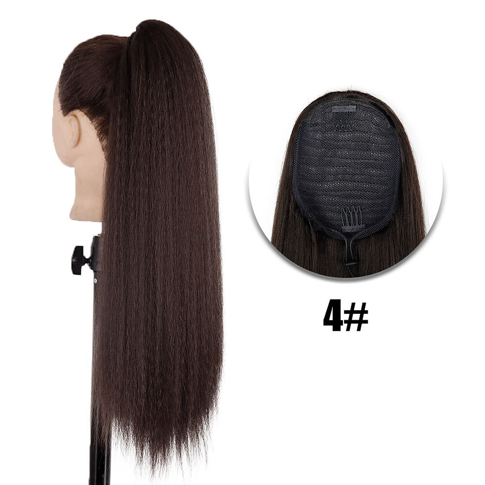 Thumbnail: Synthetic Yaki Straight Drawstring Ponytail Hair Extensions With 2 Plastic Comb
