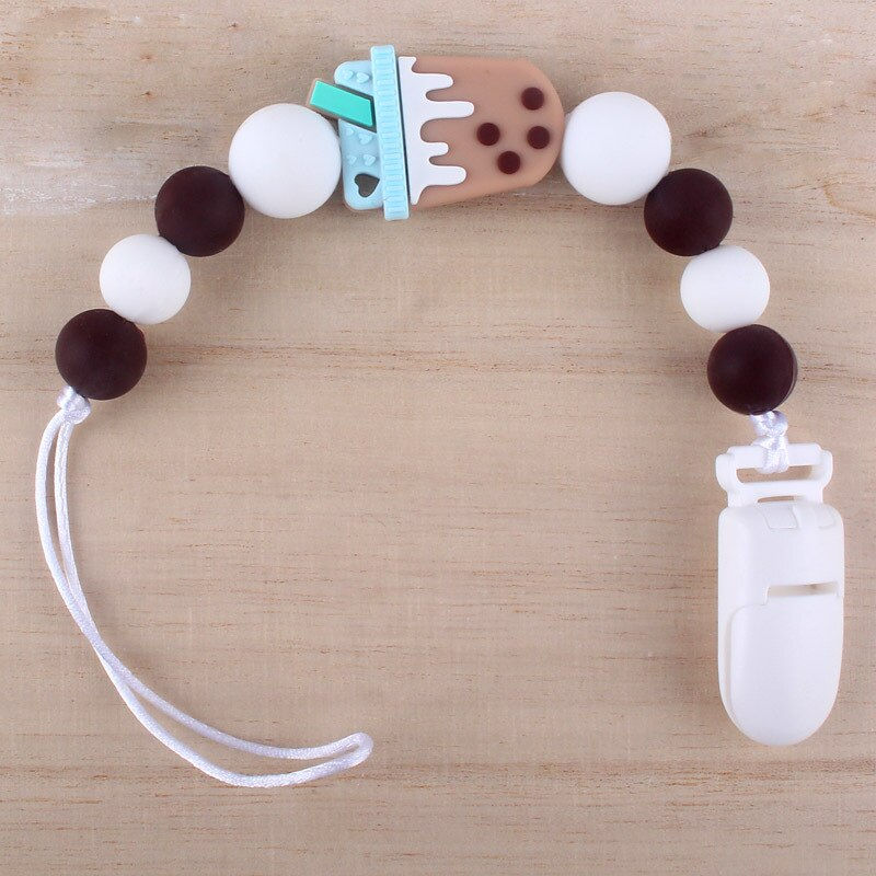 Thumbnail: Cartoon Animal Silicone Beads Teething Pacifier Clips Baby Pacifier Holder Dumm
