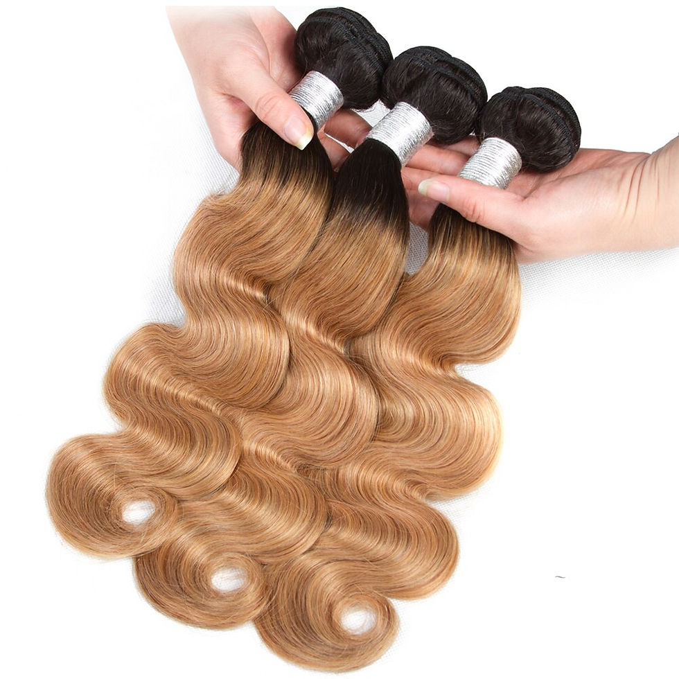 Thumbnail: Ombre Brown Body Wave Bundles 10A Brazilian Human Hair Extensions 1B/27 1B/30 C