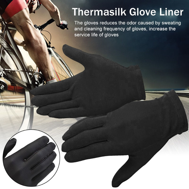 Thumbnail: Driving Cycling Party GlovesSize Usefulness  Black Liner Inner Thin Gloves Bike
