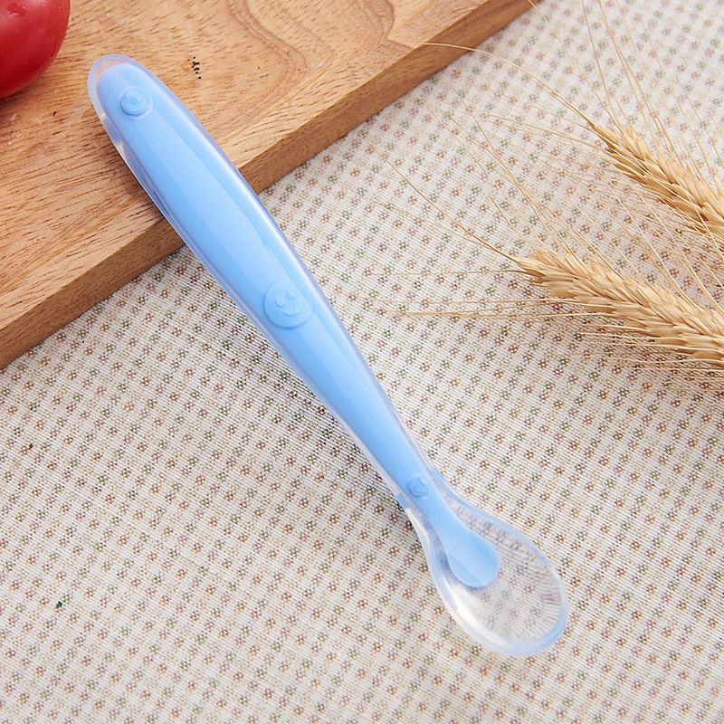 Thumbnail: Baby Soft Silicone Spoon with Storage Box Candy Color Temperature Sensing Spoon