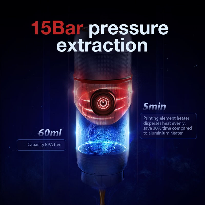 Thumbnail: HiBREW Portable Coffee Machine for Car & Home,DC12V  Expresso Coffee Maker Fit 