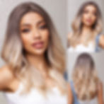 Thumbnail: Blonde Brown Ombre Long Wavy Lace Front Wigs for Women Natural Hairline Synthet