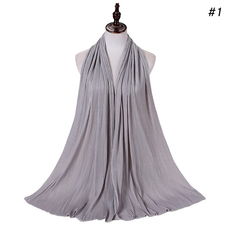 Thumbnail: Plain Jersey Wrinkle Hijab Scarf Cotton Polyester Wrap Elasticity Shawls Crinkl