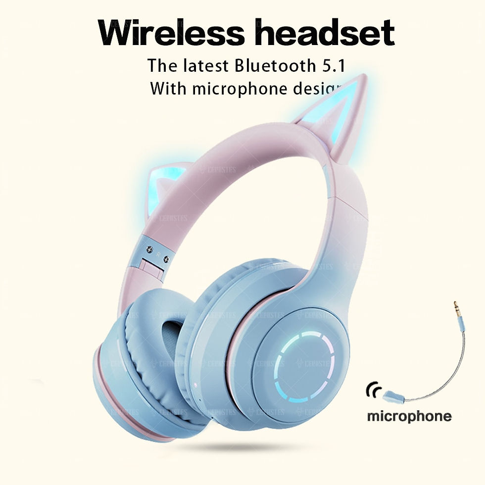Thumbnail: New cat ear gaming headphones wireless/wired with Bluetooth 5.1 detachable micr
