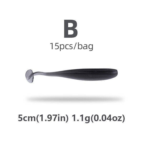 Thumbnail: HANDING PVC Material 5/7/9cm 15Pcs T-Tail Grub Worm Baits Fish Tackle Accessory