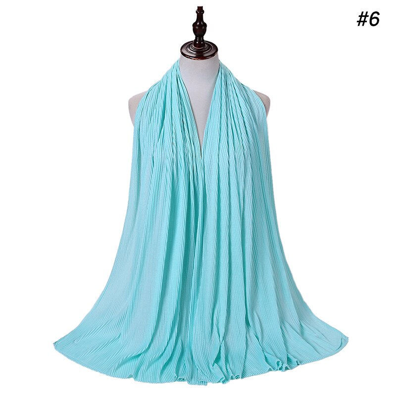 Thumbnail: Plain Jersey Wrinkle Hijab Scarf Cotton Polyester Wrap Elasticity Shawls Crinkl