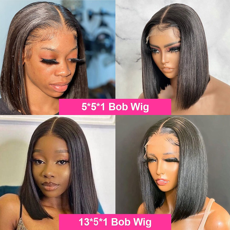 Thumbnail: Short Bob Human Hair Wigs Brazilian Straight T Part Lace Wigs For Women Transpa