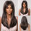 Thumbnail: Brown to Light Ash Brown Blonde Wigs with Bangs Layered Synthetic Wigs for Wome