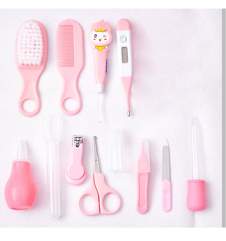 Thumbnail: 12 PCs Baby Care Kit Kids Hair Nail Healthcare Thermometer Grooming Brush Kit C