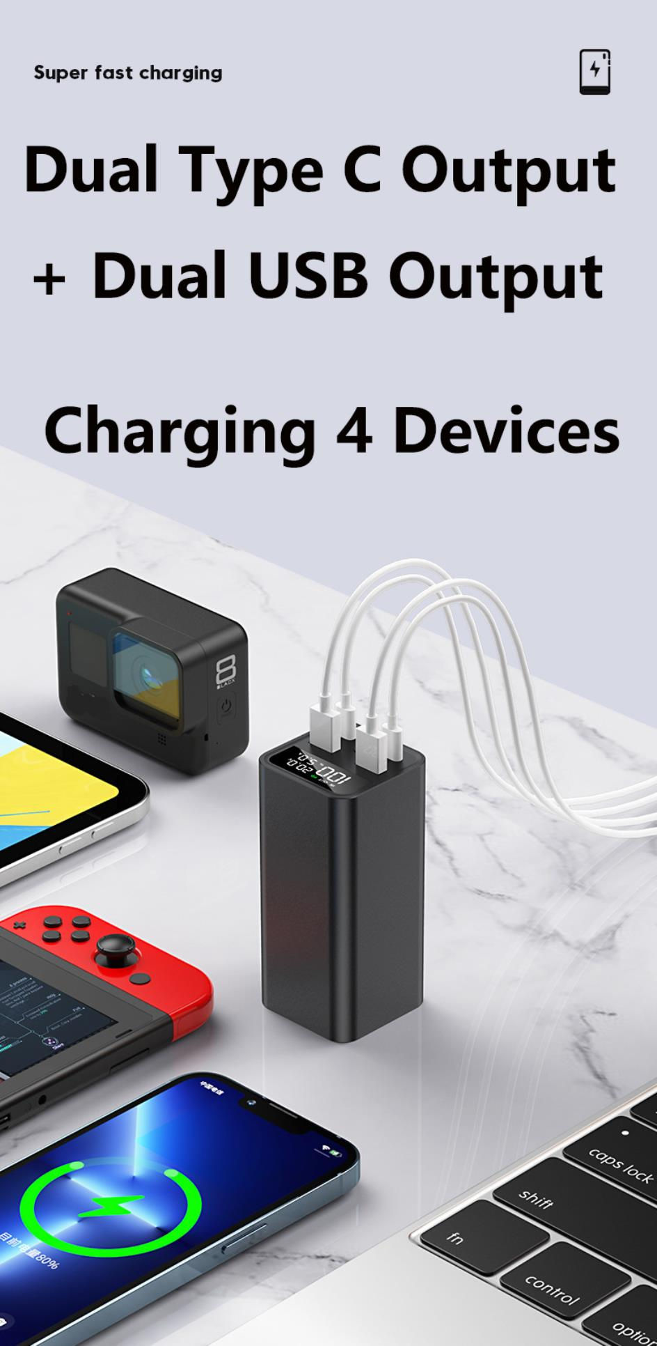 Thumbnail: 20000mAh Power Bank 100W PD Two-Way Fast Charging Powerbank for 14 13 S22 Lapto