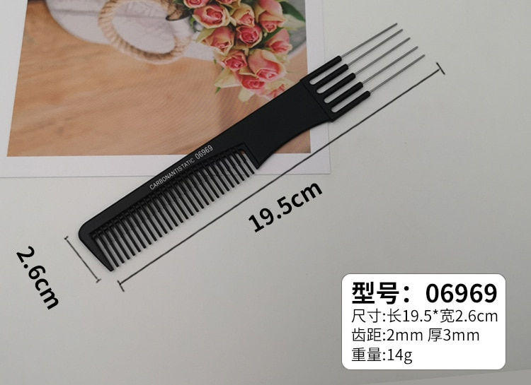 Thumbnail: Professional Hair Tail Comb Salon Cut Comb Styling Stainless Steel Spiked Salon