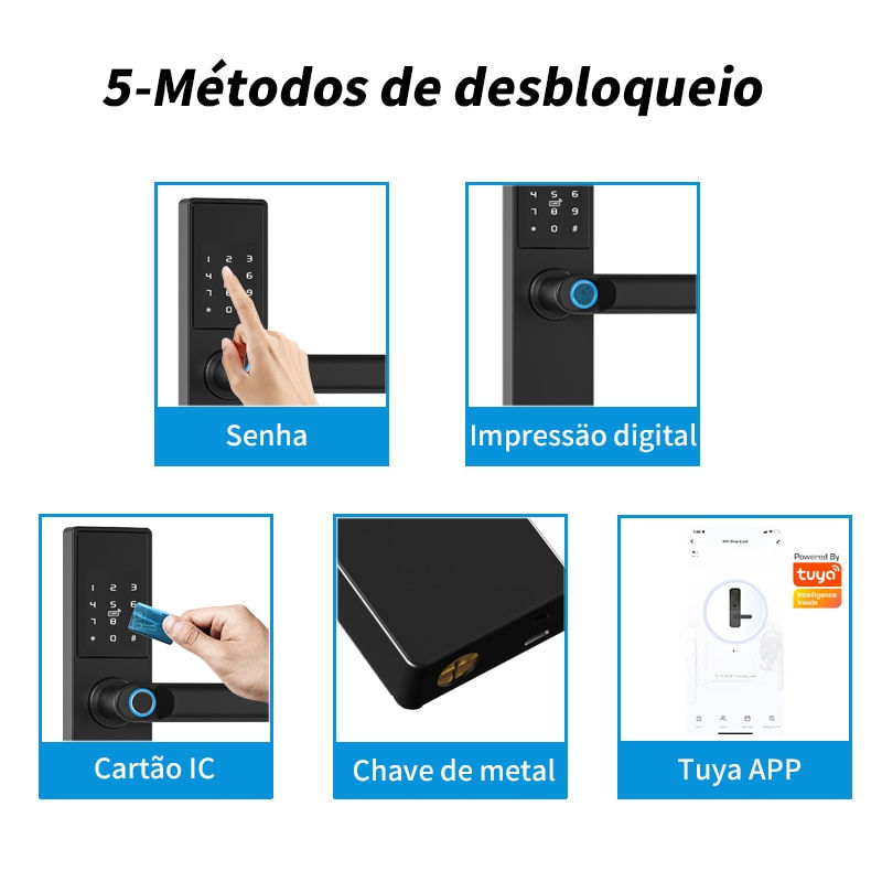 Thumbnail: Diosso Biometric Electronic Door Lock Digital Black Smart Lock Tuya App Remote 