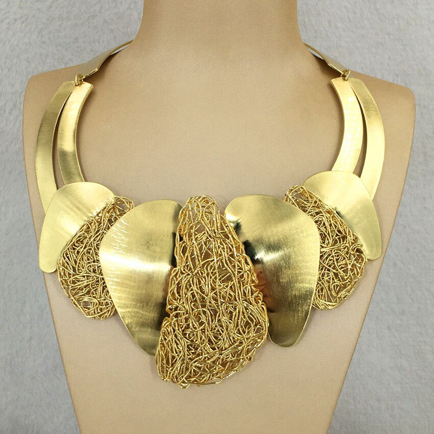 Thumbnail: Brazilian Gold Plated Huge Jewelry Set Fashion Ladies Mama Large Necklace Earri