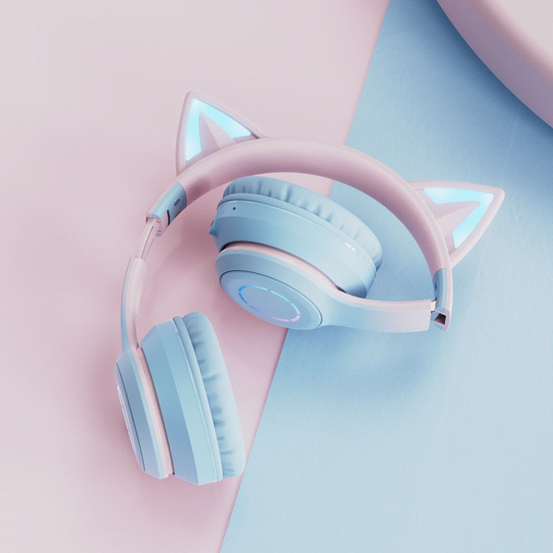 Thumbnail: New cat ear gaming headphones wireless/wired with Bluetooth 5.1 detachable micr