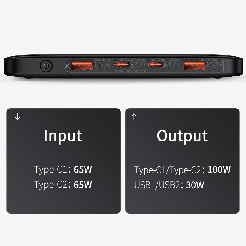 Thumbnail: 100W Power Bank 20000mAh Type C PD Fast Charging Powerbank Portable External Ba