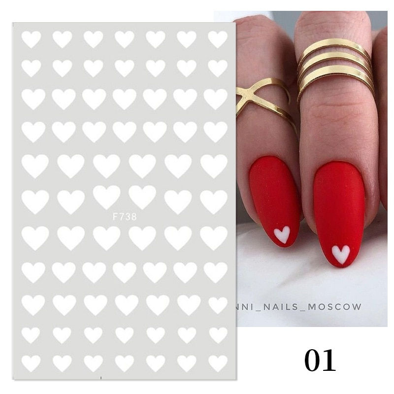 Thumbnail: 1PCS 3D Laser Heart Letter Nail Sticker Nail Art Decoration Flower Star Nail Ac