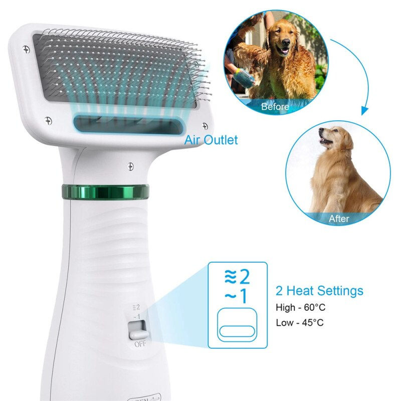 Thumbnail: 2-In-1 Pet Dog Dryer Quiet Dog Hair Dryers and Comb Brush Grooming Kitten Cat H