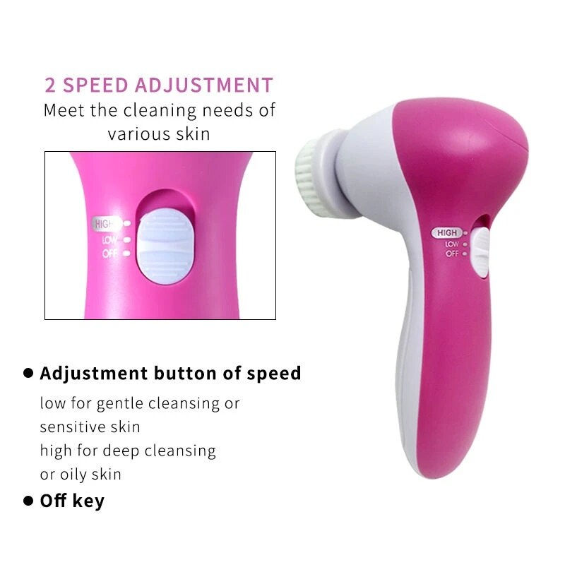 Thumbnail: Electric Facial Cleaner 5 IN 1 Face Cleansing Brush Wash Machine Spa Skin Care 